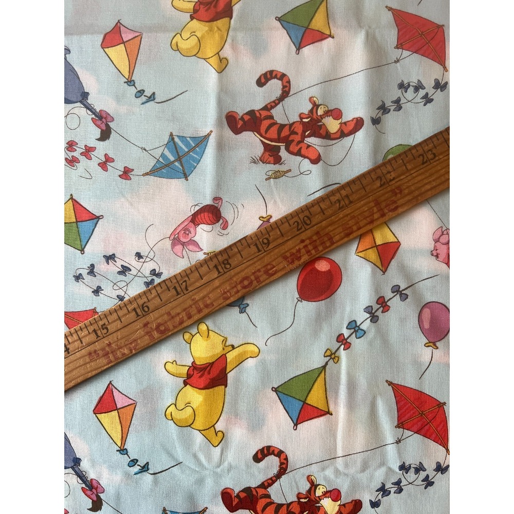 Fabric - OOP Winnie The Pooh Balloons Friends Eeyore Piglet Tigger Fly Kites BTY